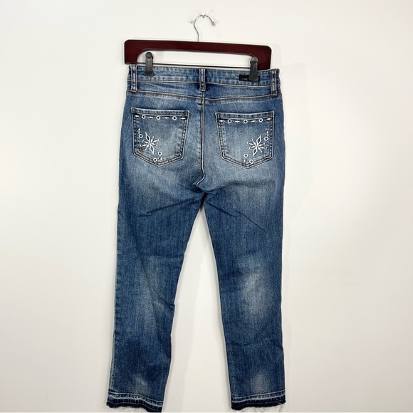 Kut from the Kloth Reese ankle straight cropped eyelet embroidered raw jeans 0 - Picture 4 of 15